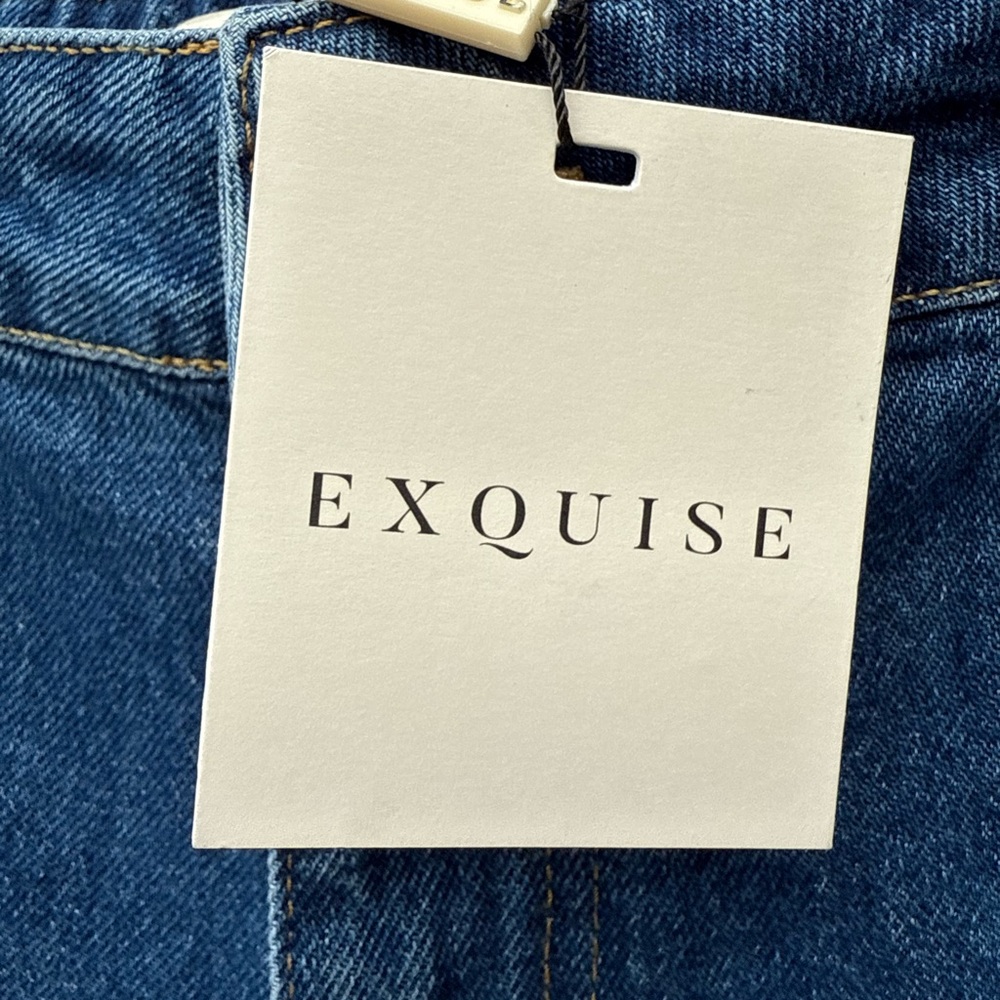 Exquise Aleron Wide Leg Jeans Womens 6 High Rise Button Sailor Blue Denim - Picture 10 of 12